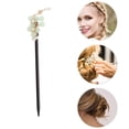 thumbnail image 3 of Unique Bargains 1 Pc Hair Chopstick Classic Three-petal Flower Tassel Hair Hairpin Black Green, 3 of 5