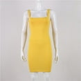 thumbnail image 6 of YCNYCHCHY 2022 Square Neck Sleeveless Shoulder Bodycon Mini Dress Women Summer Black Backless Party Sexy Yellow Clubwear Dresses, 6 of 6