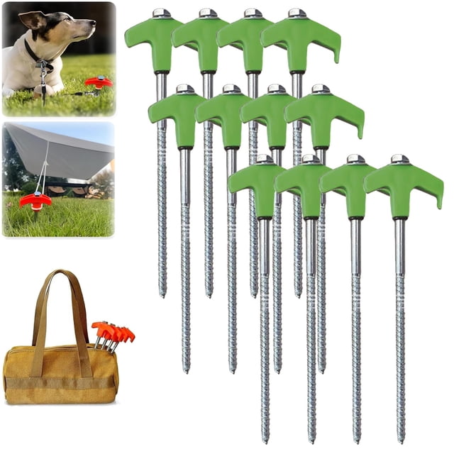 GLFILL Ancrages Vis Piquet de Tente Ancrage Camping Vis Robuste Polyvalent Vert 24+1