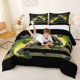 thumbnail image 3 of Castle Fairy Camo Flag Twin Bass King Size Comforter Sets 3pcs,Patriotic Fishing Wildlife Print Comforters King Size,Olive Black,Black Reversible,1 Comforter and 2 Pillowcases, 3 of 6