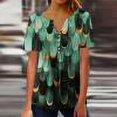 thumbnail image 1 of RT5YKing Femmes Été Sexy Pli Imprimé Femmes Régulières Manches Courtes V Col Bouton Tops Blouse Imprimé Floral Femmes Tops, 1 of 5