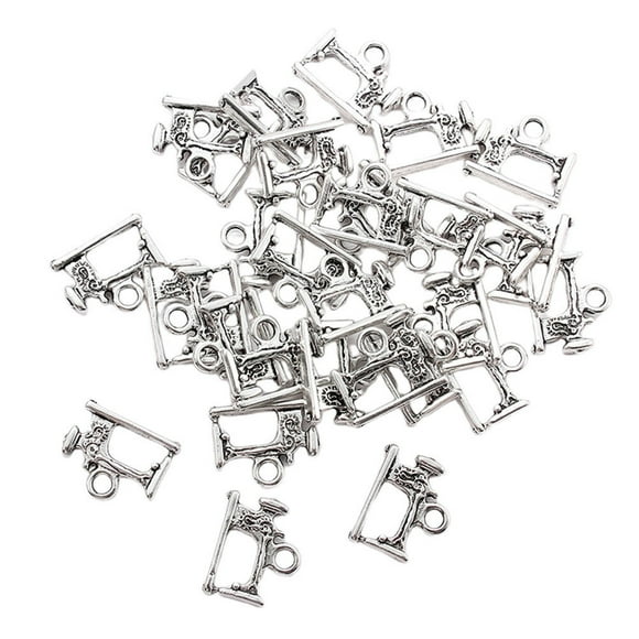 40 colgantes de máquina de coser de plata, minidijes creativos de aleación, accesorios para hacer joyas, accesorios para pulseras (20 piezas en 1 juego)