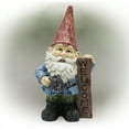 thumbnail image 3 of Alpine Corporation 12" Gnome with 'Welcome' Sign Garden Statue, 3 of 12