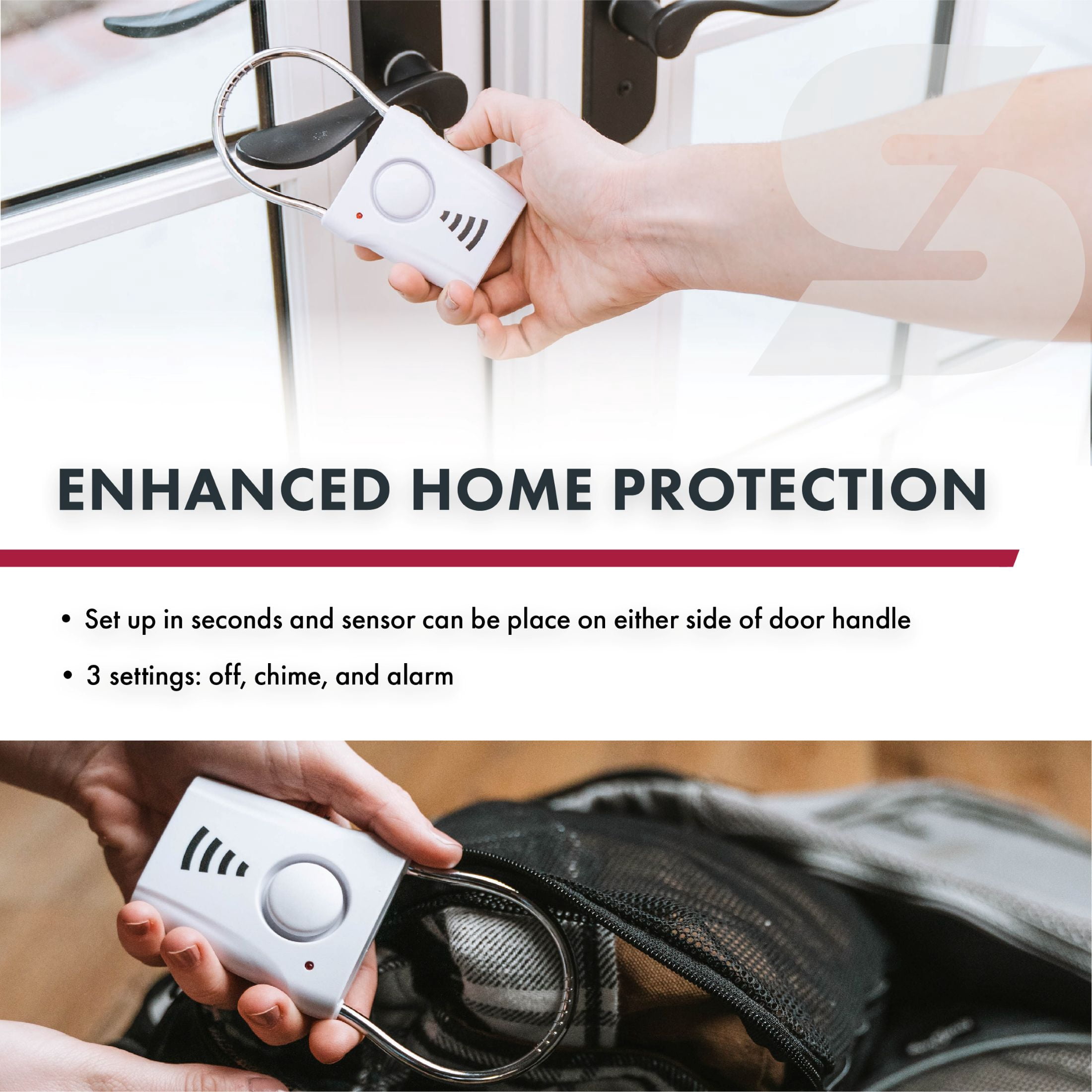 SABRE Door Handle Alarm – 110dB Door Alarm for Home Security