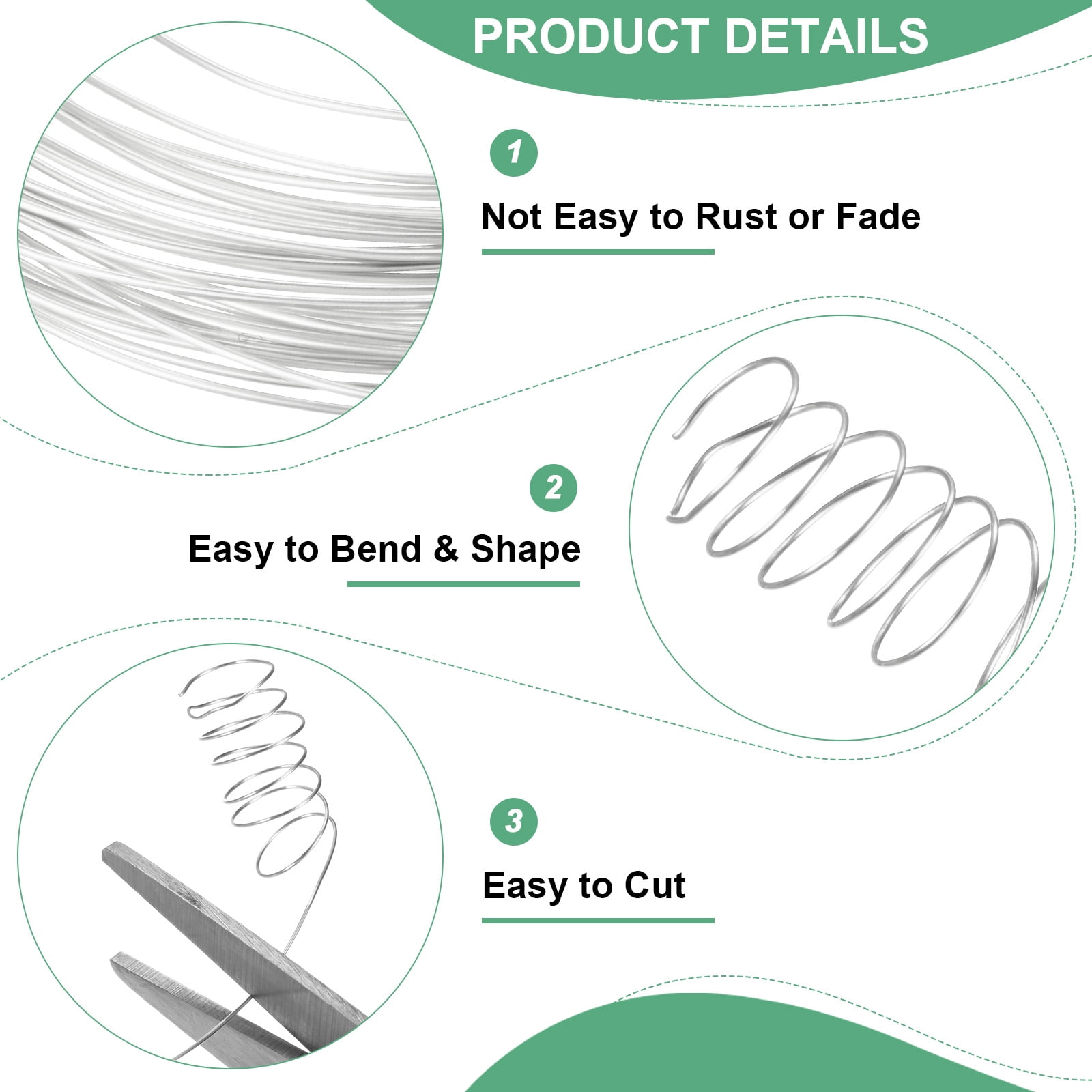 Uxcell 2Roll 0.4mm Jewelry Wire, 26 Gauge 328FT Craft Wire Copper Beading Wire for Jewelry Making, Soft Metal Wires [100M, Silver]