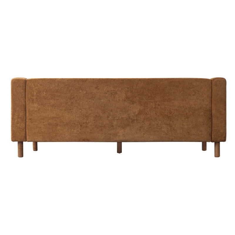 78" Modern Upholstered 3-Seater Sofa with Solid Wood Legs, Chenille Soft Couch with Square Arms & Tufted Pillow Back