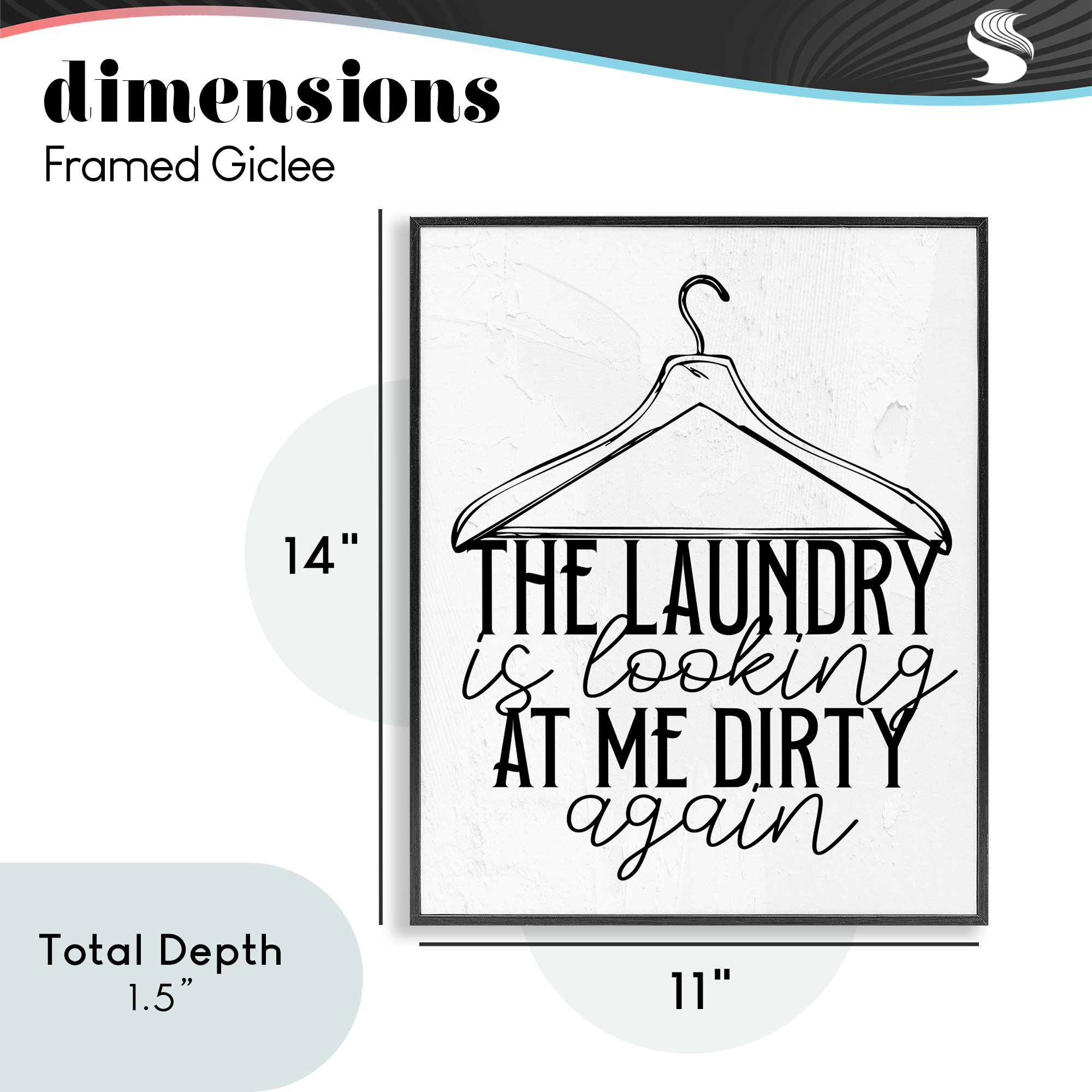 Laundry Is Looking At Me Dirty Black Framed Giclee Art, design by Kim Allen