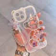 thumbnail image 6 of Compatible with iPhone 15 Case, Cute Flowers Floral Bear Cover with Lovely Wrist Strap Bracelet Chain for Girls Women, Clear Kawaii Camera Protection Pretty Trendy Phone Skin, 6 of 13
