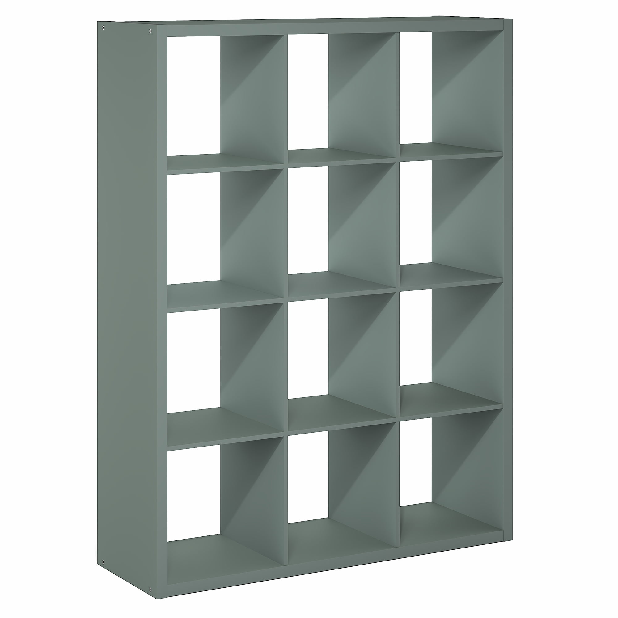 Furinno CUBICLE Book Shelf, 12-Cube Thick Frame Bookshelf, Reversible Bookcase with Open Back, 14.6 x 43.8 x 58, for Living Room, Bedroom, Home Office, Sage Green
