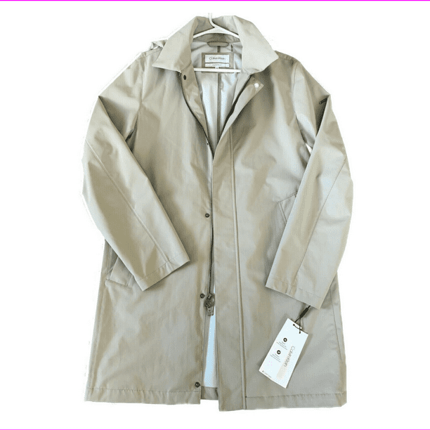 $ Klein Extreme Slim Fit Hooded Trench Coat, Khaki, Size XXL -  