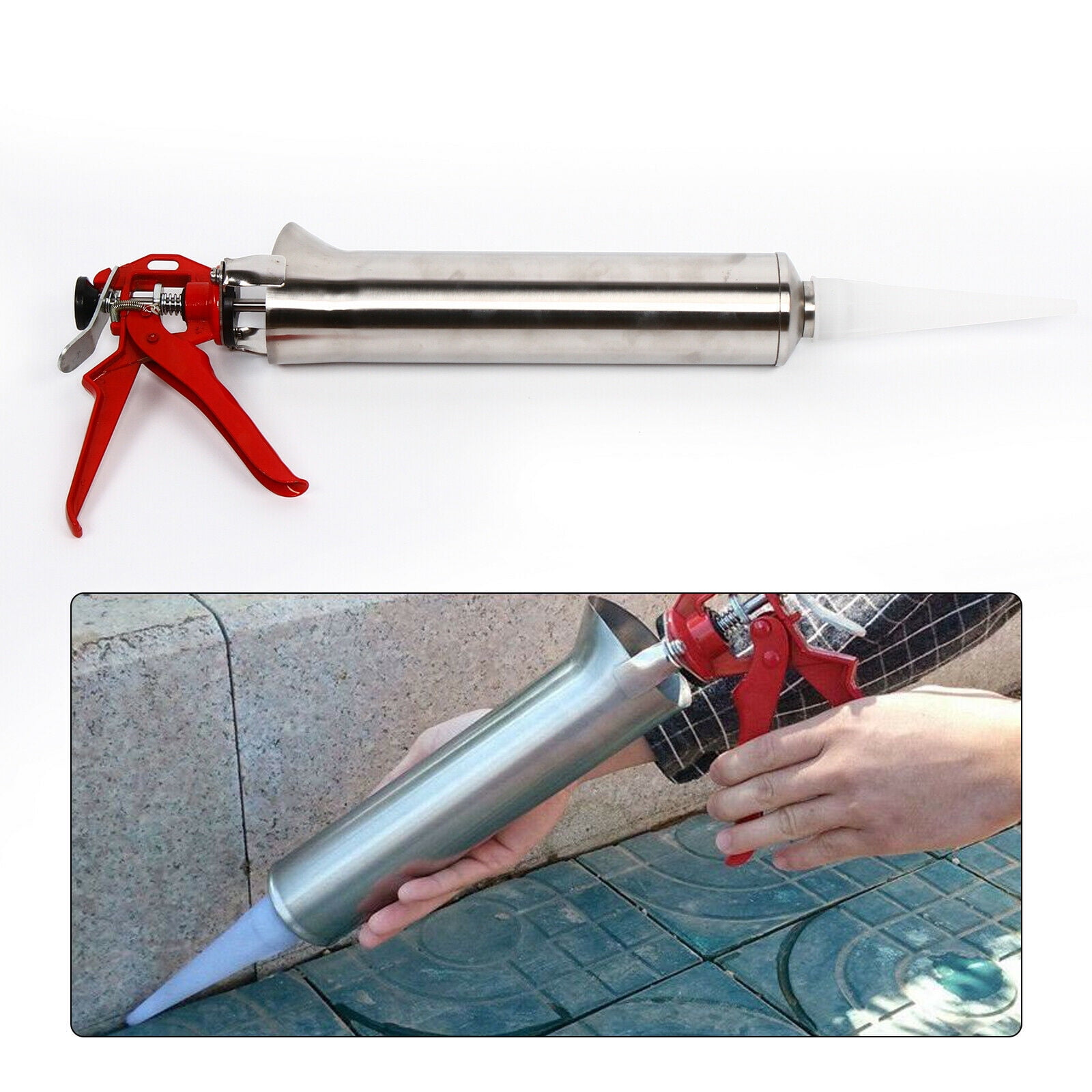 Stainless Steel Mortar Gun w/ Nozzle Cement Wall Sewing Gun Pump