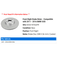 thumbnail image 2 of Front Right Brake Rotor - Compatible with 2011 - 2016 BMW 550i 2012 2013 2014 2015, 2 of 2