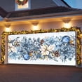 thumbnail image 3 of Fsddascl 6 x 13 Ft Christmas Garage Door Cover, Blue Poinsettia Christmas Large Garage Door Banner, Xmas Botanical Balls Snowflake Hanging Garage Mural Background for Indoor Outdoor Party Supplies, 3 of 9