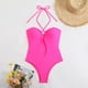 thumbnail image 5 of Trajes de baño de una pieza para mujer, conjuntos de bikini sin espalda con tirantes ajustables a la moda de color sólido para mujer, traje de baño para mujer, 5 of 5