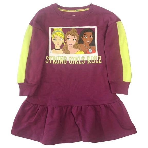 Disney Princess Girls Long Sleeve Girls Rule Sweatshirt Dress XS (4-5)