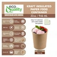 thumbnail image 2 of EcoQuality [150 Pack] 32 oz Disposable Kraft Paper Soup Containers - Quart Ice Cream Containers, Frozen Yogurt Cups, Restaurant, Microwavable, Take Out, Food Storage, Recyclable, 2 of 9