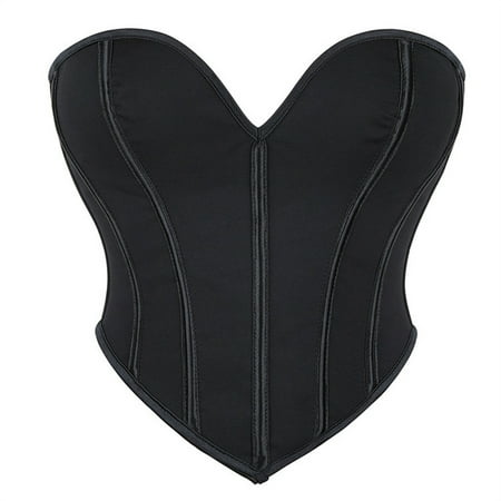 CHCNHAC Corset Lingerie for Women Floral Pleated Trim Renaissance Corset Sexy Flattering Lace Up Tummy Control Shapewear Plus Size Boned Cosplay Outfits Black M