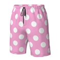 thumbnail image 4 of Balery Pink And White Polka Dot Traje de Baño Estilo Hawaiano para Hombre, Shorts de Secado Rápido con Bolsillos-Small, 4 of 6