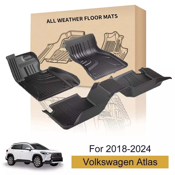 IKABEVEM Car Floor Mats For Volkswagen Atlas 2018-2025 All Weather TPE Rubber Floor Liners Protection