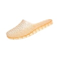 thumbnail image 3 of HTHLVMD Breathable Summer Footwear, Women's Jelly Mesh Slides Casual Comfortable Closed Round Toe Slip On Soft Sole Clear Mule Sandals for Summer Indoor Outdoor Vacation Beach Slippers, Yellow 7.5, 3 of 5