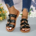 thumbnail image 2 of Women Strappy Flat Sandals Fashion Open Toe Breathable Slippers Summer Casual Non Slip Comfortable Wide Outdoor Slide Sandal Black Women Sandal, 2 of 9
