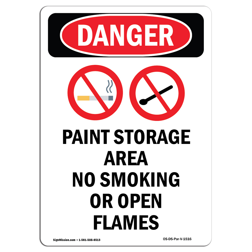 OSHA Danger Sign Paint Storage Area Choose from Aluminum, Rigid Plastic Or Vinyl Label