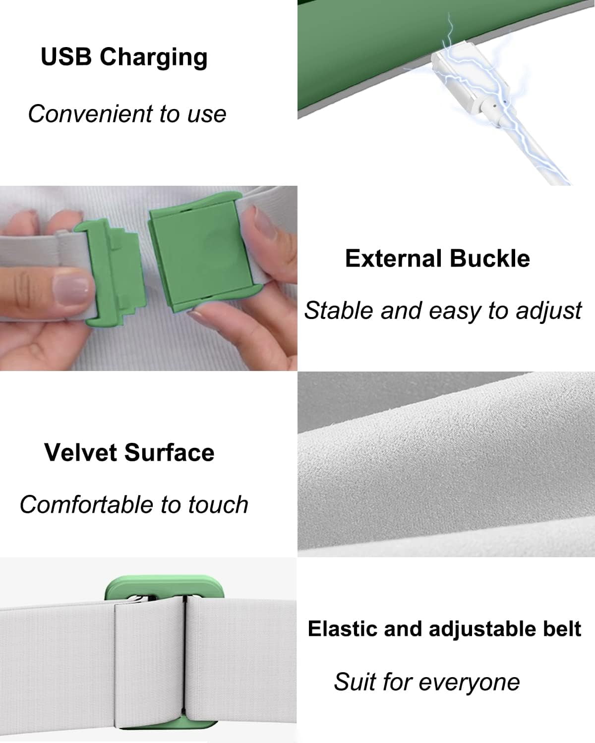 Electric Heating Pad,Portable Cordless Menstrual Heating Pad with 4 Heat Levels and 4 Massage Modes, Fast Large Heating Belly Wrap Belt(Light Green)