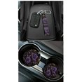 thumbnail image 4 of Jeiento Rose Car Seat Cover Set with Steering Wheel Cover Seat Belt Strap Cover Garbage Can Air Vent Pouch Auto Rearview Mirror Cover Coasters Keychain Straps, 15 Pack, Purple, 4 of 7