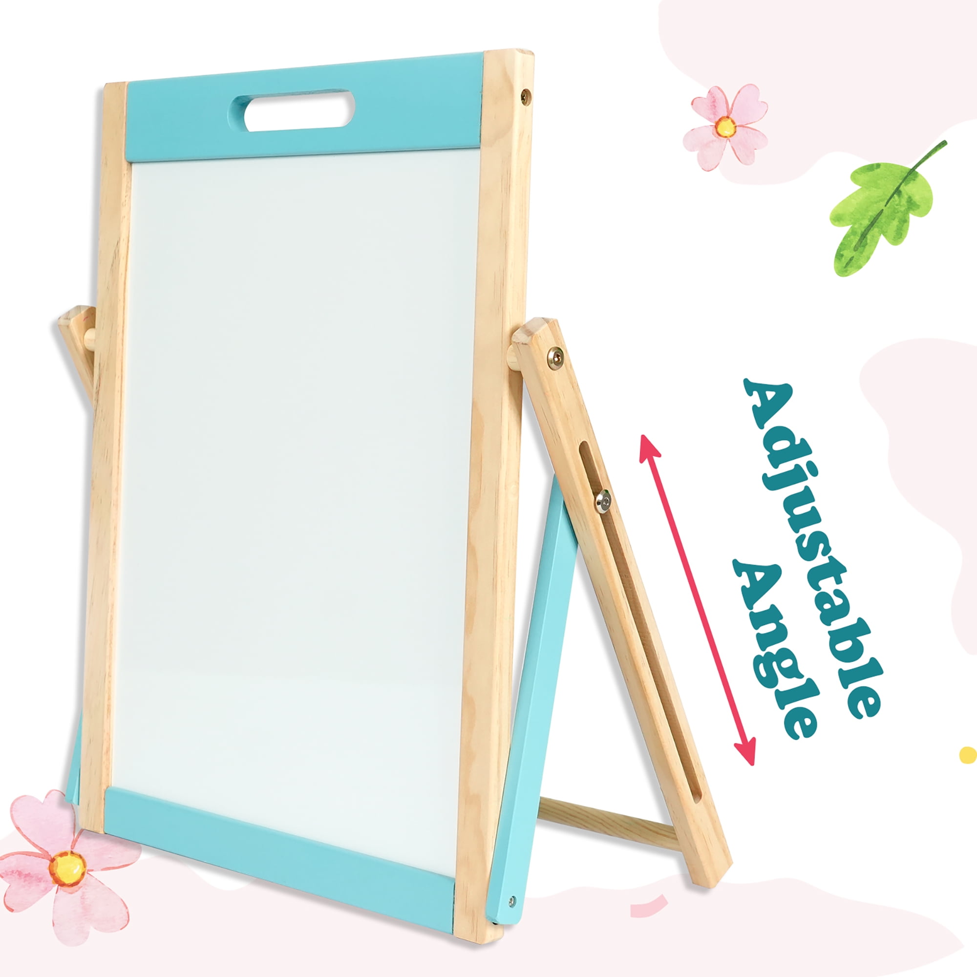 Easy Playhouse: Wooden Tabletop Art Easel - Double-Sided Magnetic Chalk & Whiteboard, Adjustable & Foldable Art Station, Learning Accessories, Kids 3+