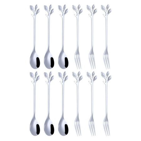 

Frcolor Spoon Fruit Dessert Spoons Fork Cake Salad Set Coffee Appetizer Tea Cocktail Flatware Stainless Steel Stirring