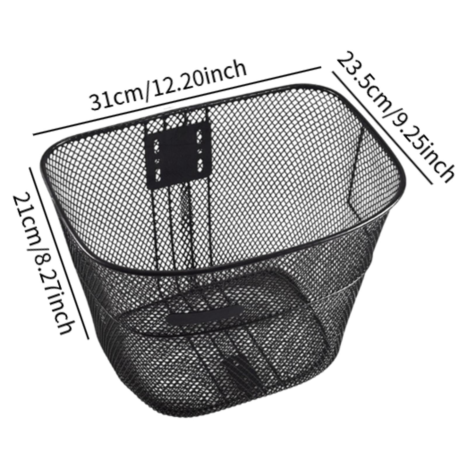 lacooooppia Bike Front Basket Metal Wire Cycling Accessory Black Universal Heavy Duty Basket Cargo Basket for Mountain Road Bikes M with Long Brace