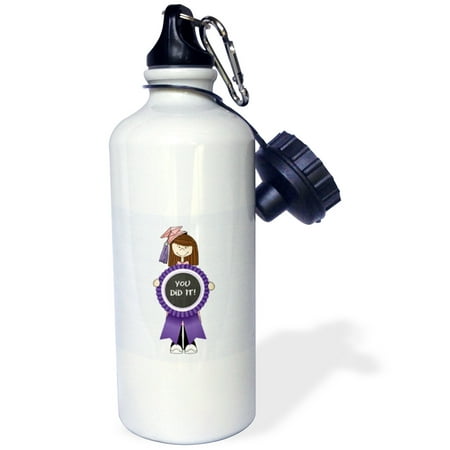 

Elementary School Graduate Girl in Pink and Purple YOU DID IT 21 oz Sports Water Bottle wb-203388-1