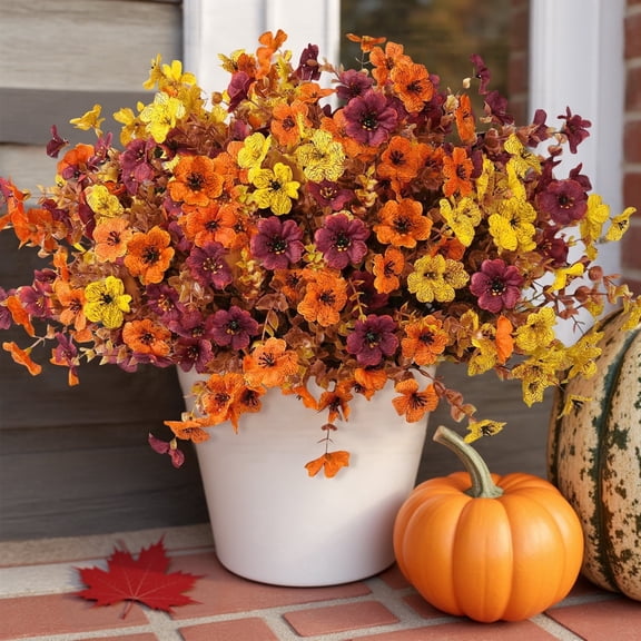 Scidweet Fall Artificial Flowers Outdoors, 12 Bundles Autumn Fake Faux Silk Flowers Plants Fall Decorations for Home Outside Home Planter Porch Patio Yard Garden Decor