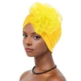 thumbnail image 1 of Women Turban Hat Pure Color Mesh Flower Decor Elastic Non-Slip Headwrap Breathable Lightweight Summer Headscarf Hat, 1 of 8