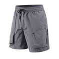 thumbnail image 2 of pstuiky Pantalones cortos de gimnasio, Pantalones cortos de trabajo de pierna recta, holgados y cómodos, de color liso, a la moda para hombre Pantalones cortos deportivos para hombre, 2 of 5