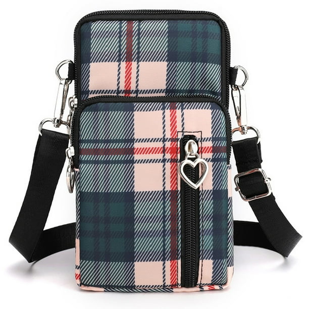 Men's Crossbody Chest Bag Plaid Pattern Shoulder Bag Large