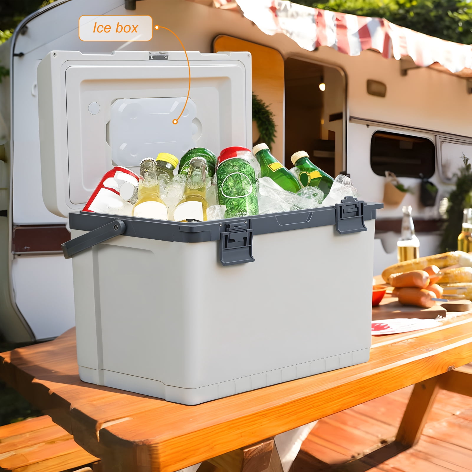 Wharick 30 Quart Hard Ice Cooler Box 19.29×12.2×15.35 Inch 28L Capacity 72–108 Hours Insulation