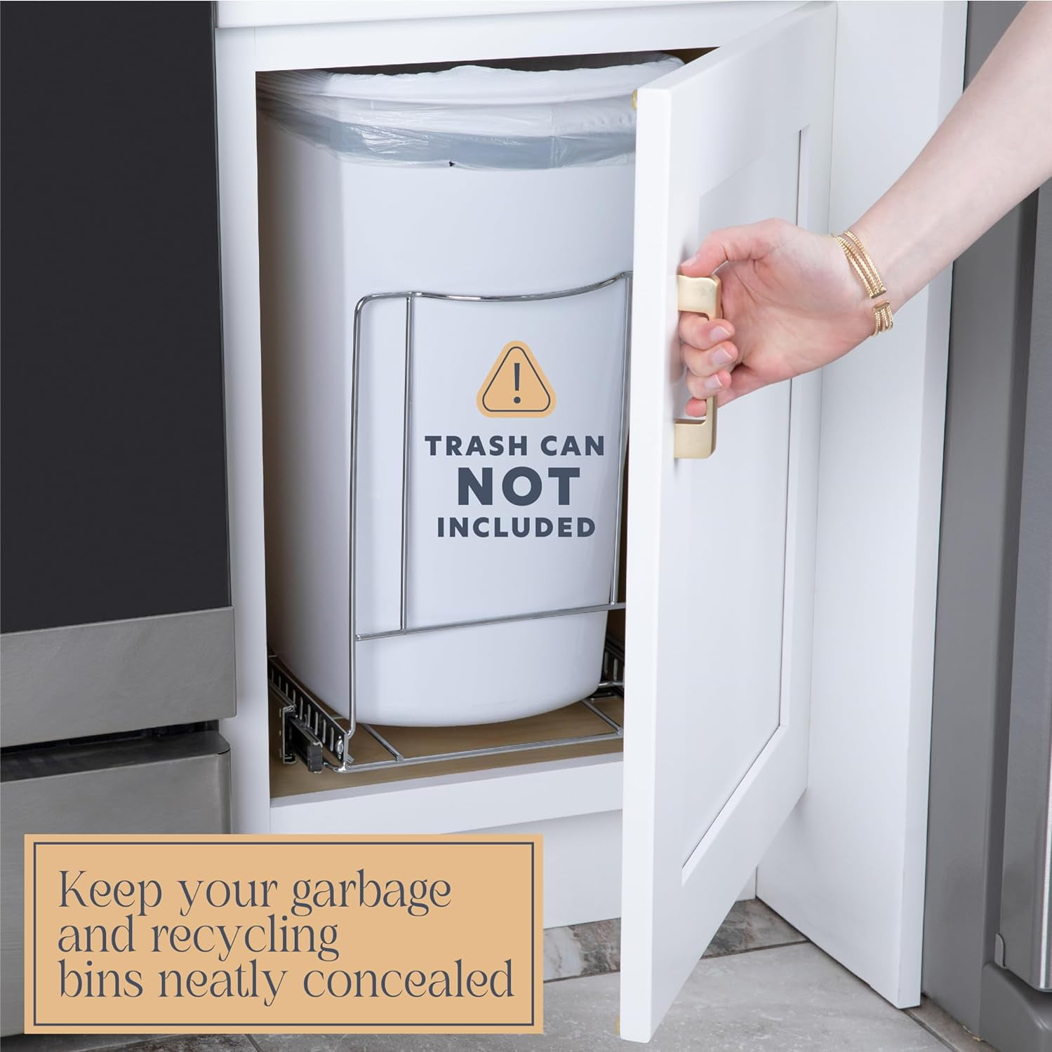 Hold N' Storage Pull Out Trash Can Under Cabinet- Trash Can Not Included, Heavy Duty - Lifetime Limited Warranty