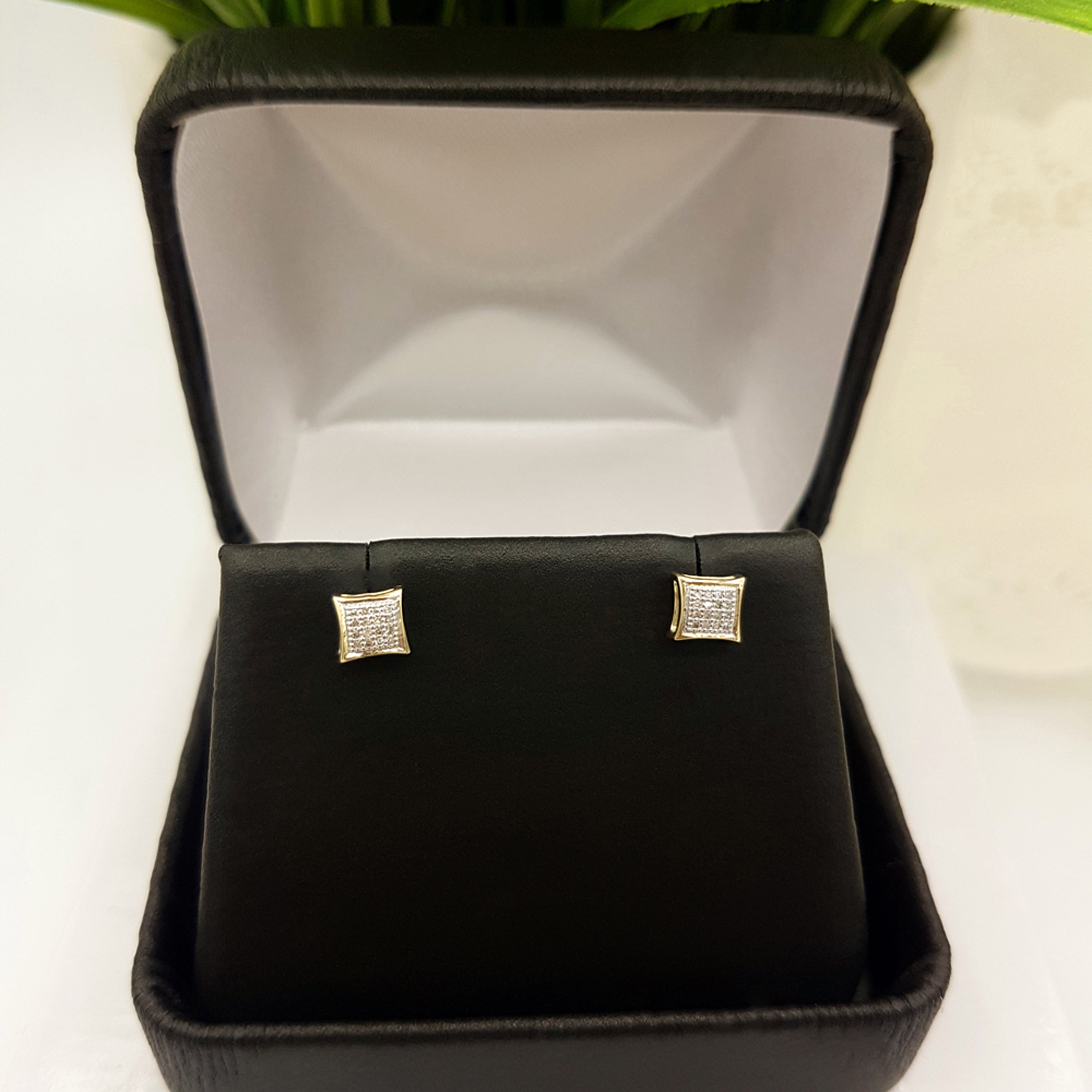 Dazzlingrock Collection 0.05 CT Round White Diamond Kite Stud Earrings For Men in 10K Yellow Gold