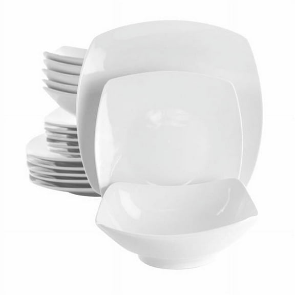 Newman Square Porcelain Dinnerware Set, White - 18 Piece