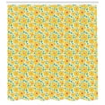 thumbnail image 3 of Flower Shower Curtain, Hand-Drawn Petals and Leaves Old Fashioned 1960s Spring Theme, Fabric Bathroom Set with Hooks, 69W X 75L Inches Long, Yellow Sea Green and Dark Coral, by Ambesonne, 3 of 3