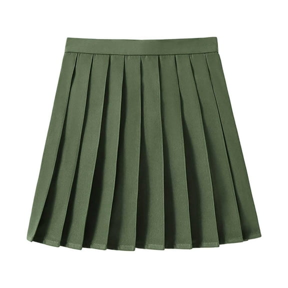 UJNDER Women's Casual Pleated Skirt Versatile A Line Mini Skirt Daily Wear Work Study Party Evening Dance Contrast Color Army Green XL