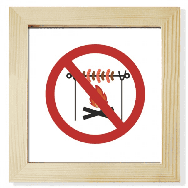 Logo No Barbecue Art Deco Fashion Square Picture Frame Wall Tabletop Display