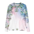 thumbnail image 3 of Femmes Manches Longues T-Shirts Col Rond Imprimé Floral Tunique Tops Doux Casual Coupe Ample Chemisier, 3 of 4