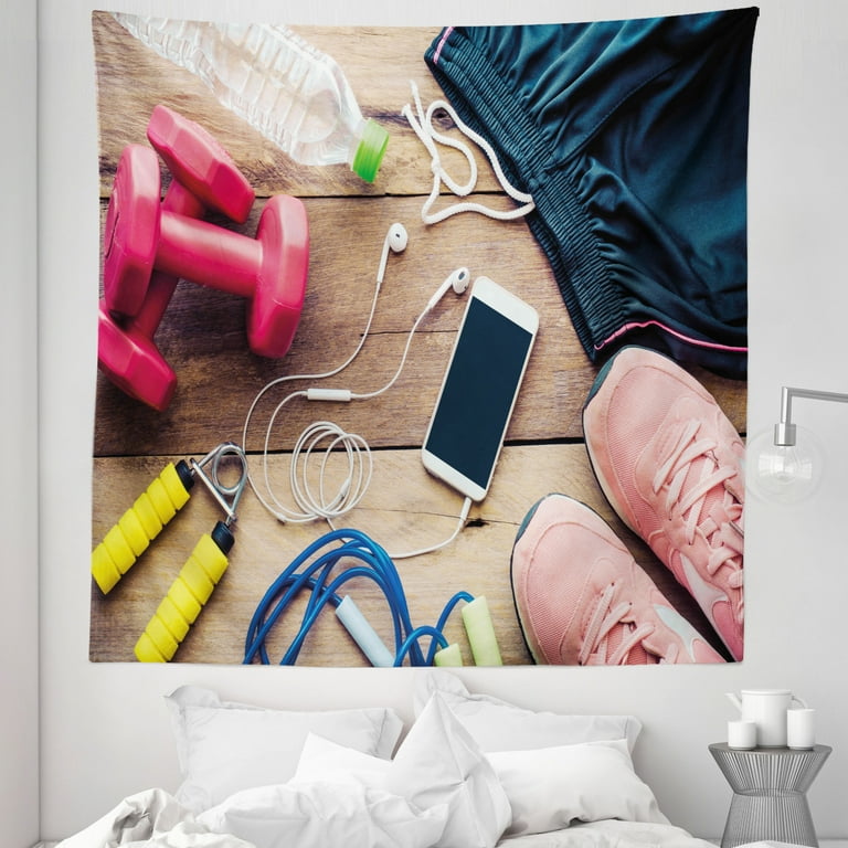 Fitness Tapestry, Sportswear Running Shoes Cell Phone Water