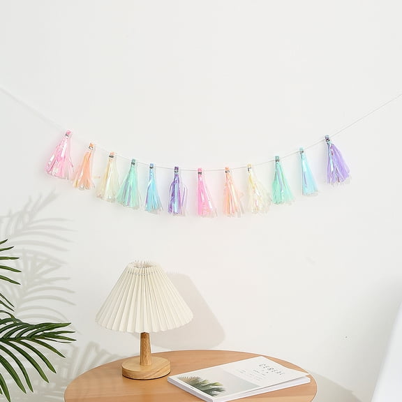 SWETRACE 2-Pack Red Tassel Paper Garland Banner for Birthday Party Decorations, Backdrop, and Event Hanging