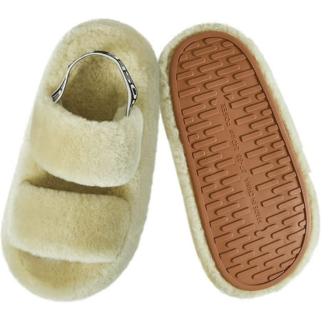 

PIKADINGNIS Womens Fuzzy Open Toe Slippers with Elastic Strap Memory Foam House Slippers for Women indoor and outdoor Cozy Plush Fluffy Slide Sandals Winter Warm Gifts