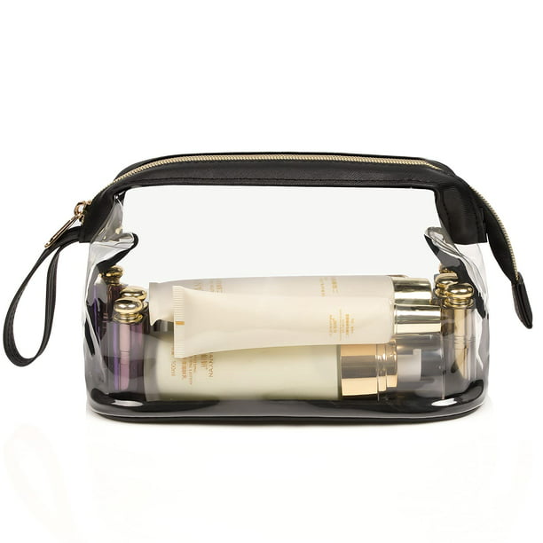 Clear Makeup Bags, Small Travel Cosmetic Bag Waterproof Plastic Transparent TSA Approved Toiletry Bags Pouch with for Women and Cosmetics Storage Organizer Black - Walmart.com