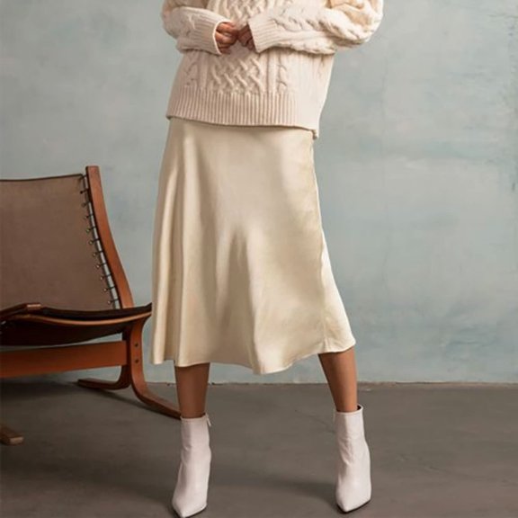 Vedolay Long Skirt Women’s High Waistband Bohemian Printed A Line Flared Long Maxi Skirt Lined,Khaki XL