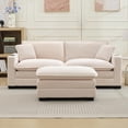thumbnail image 3 of GNIXUU Corduroy Cloud Sectional Couch, Modular Oversized Loveseat Sofa with Ottoman, Cup Holders & USB Port, Comfy 2 Seater Love Seat for Living Room Small Space, 82.7"W, Beige, 3 of 7